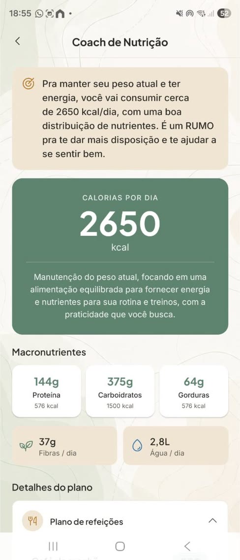 Plano de nutrição